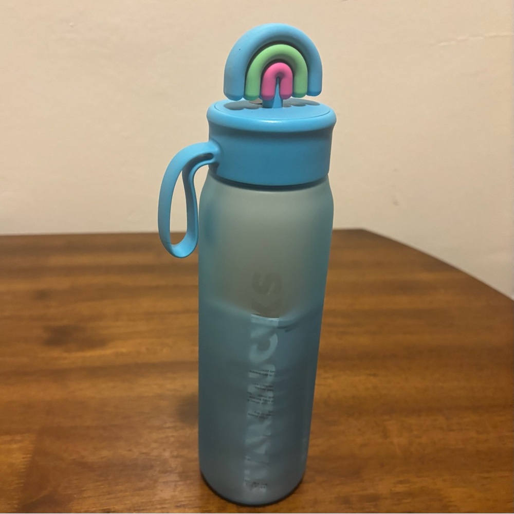 Starbucks Blue Water Bottle with removable magnetic charm Lid 20oz NWT
